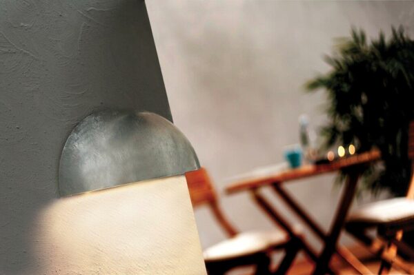 Bowler Outdoor Wall Light in Galvanised steel