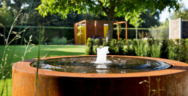 Corten Steel Tall, Round Water Table