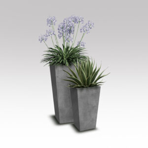 Weathered Cement Tall Tapered Pots