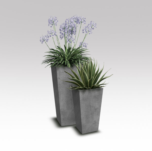 Weathered Cement Tall Tapered Pots