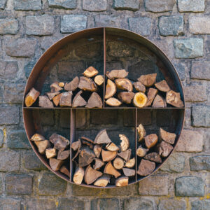 Ronde Corten Steel Wooden Storage