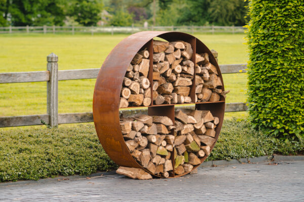 Ronde Corten Steel Wooden Storage - Image 4