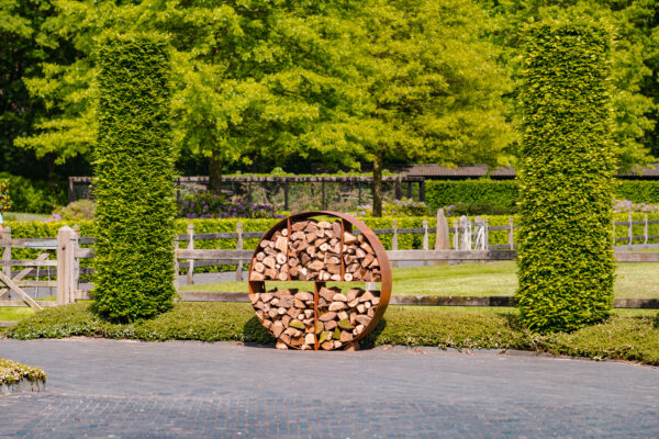 Ronde Corten Steel Wooden Storage - Image 5