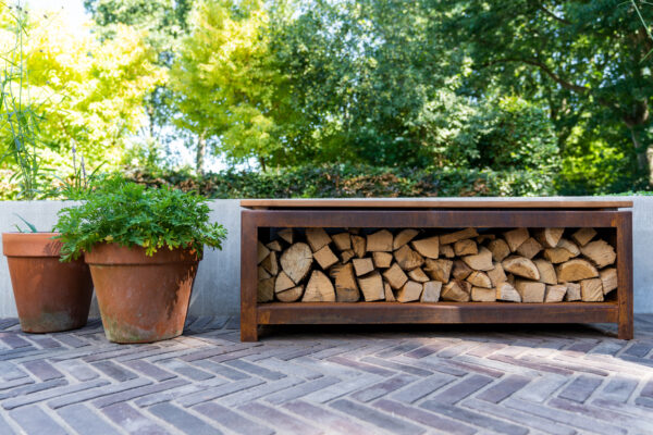 Logg Corten Steel Seating and Wooden Storage - Image 4
