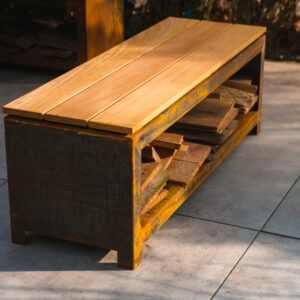 Logg Corten Steel Seating and Wooden Storage