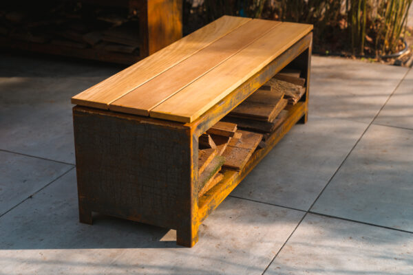 Logg Corten Steel Seating and Wooden Storage