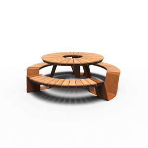 Corten Steel Dunc Round Picnic Set