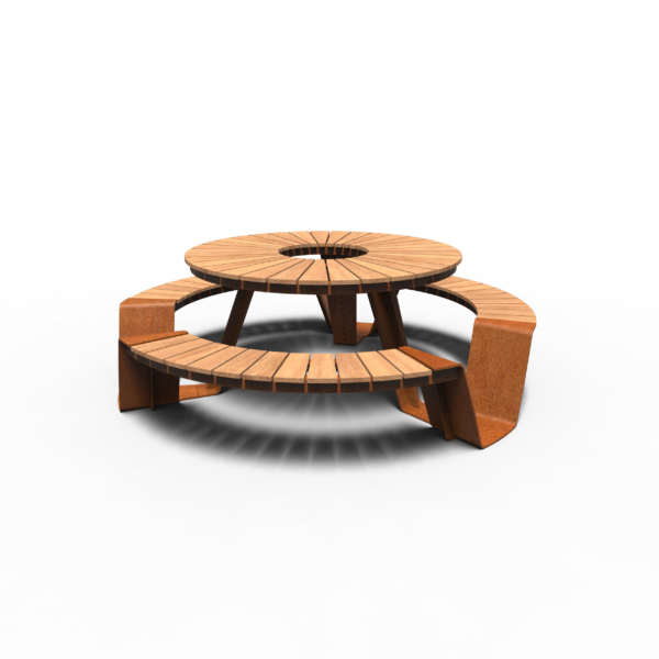 Corten Steel Dunc Round Picnic Set