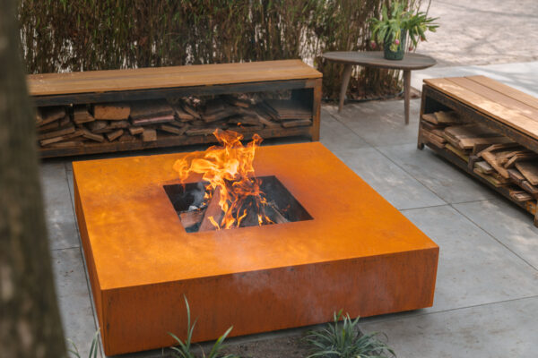 Corten Steel Square Fire Table - Image 2