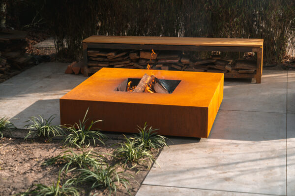 Corten Steel Square Fire Table