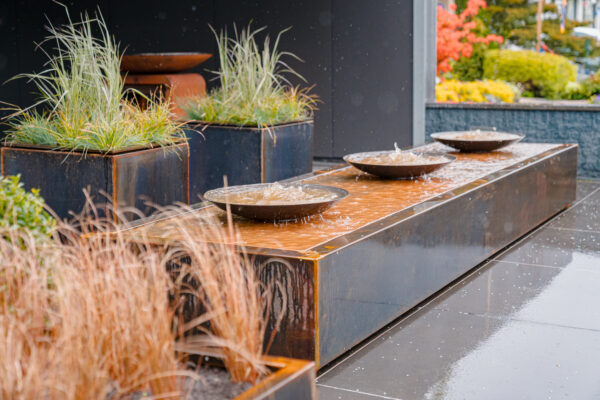 Corten Steel Water Table with bowls - Image 2