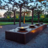 Corten Steel Water Table with bowls - 4000 x 1000 x 250mm with 3 bowls